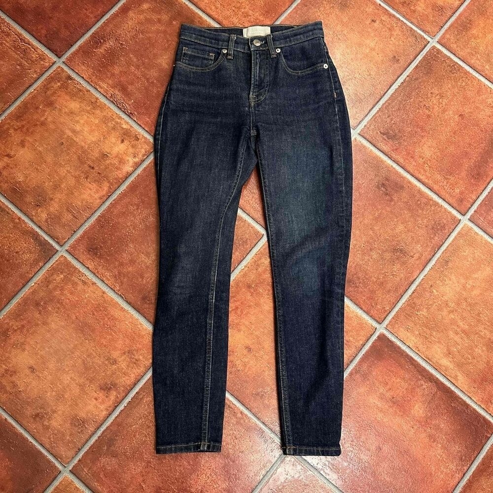 Everlane Blue Dark Wash Straight Ankle Jeans Size 24